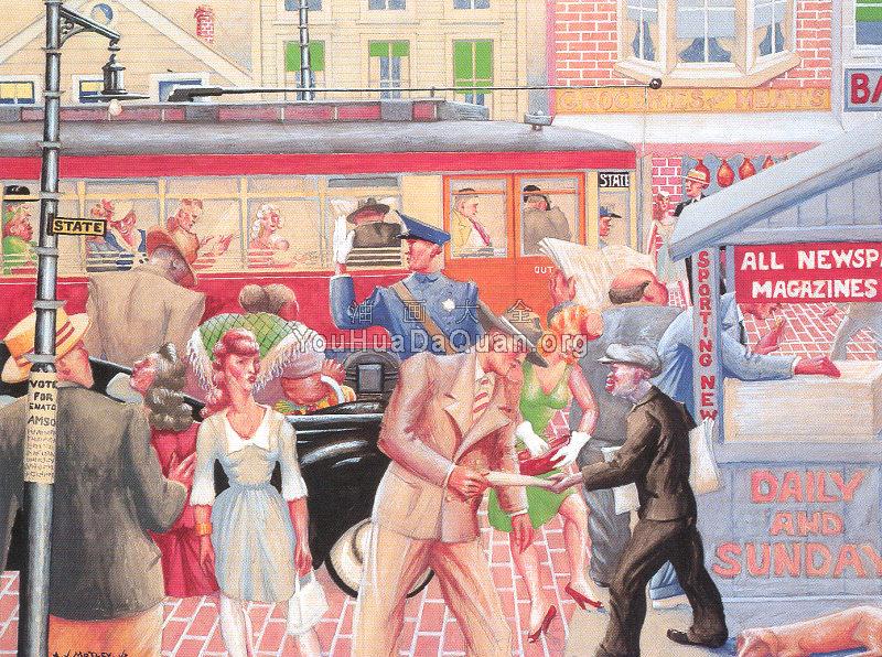 Extra Paper (State Street Scene) - 阿基保尔·约翰·莫特利